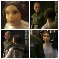 Leia snaps her head up upon hearing the order to fire on Alderaan. LEIA: “What?!?” TARKIN: "You're far too trusting. Dantooine is too remote to make an effective demonstration. But don't worry. We will deal with your Rebel friends soon enough." LEIA: “No…” The Princess tries to charge Tarkin but is stopped as Vader pulls her back to him. #starwars #anhwt #toyshelf